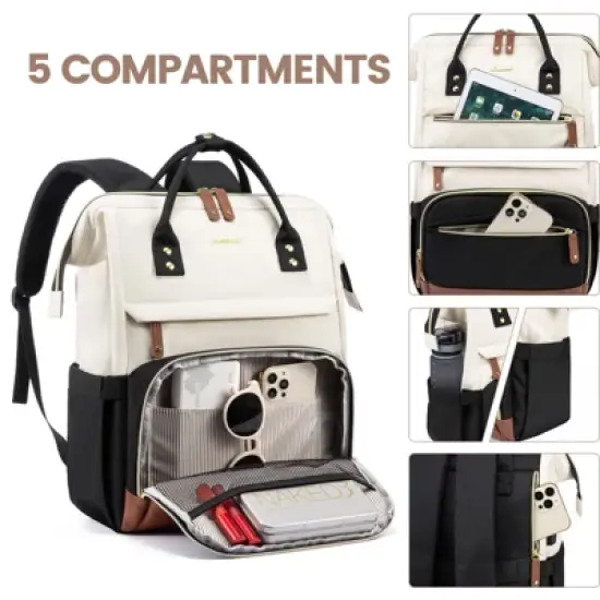 Laptop Backpack for Women, 15Inch Work Business Backpacks Purse With Large Capacity image {4}