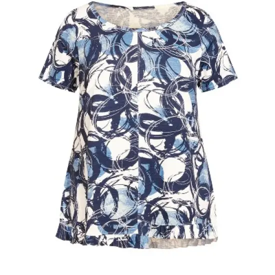 Women's Plus Size Mae Ruffle Print Top - blue | ZIM & ZOE image {2}