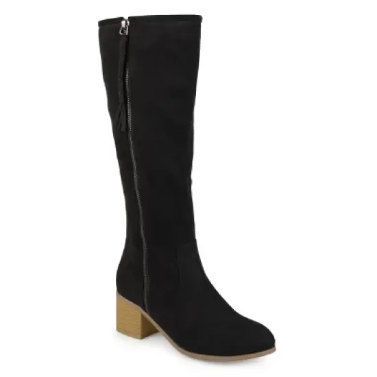 Journee Collection Womens Sanora Wide Calf Stacked Heel Riding Boots image {9}