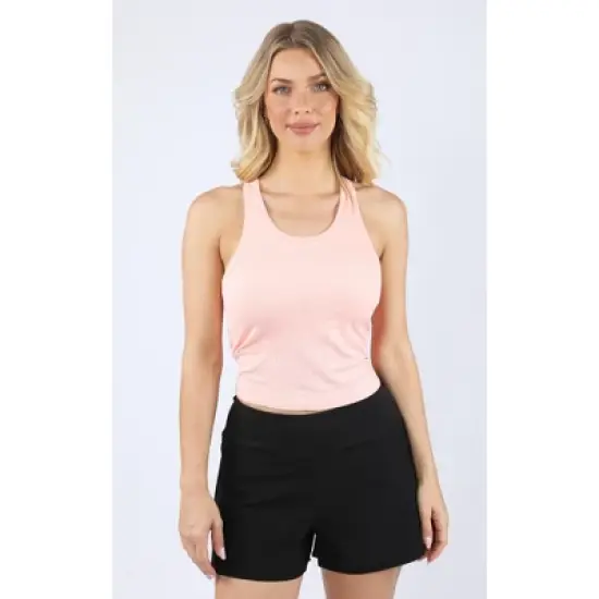 90 Degree By Reflex - Women's Ribbed Cropped Tank Top with Padded Inside Bra image {5}