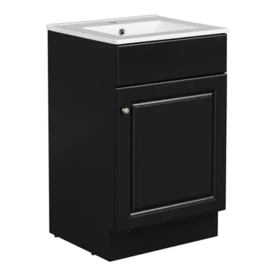20"W Bathroom Vanity with Ceramic Sink, Bathroom Cabinet with Storage Rack, Adjustable Shelf and Soft Closing Door-Christopher Knight Home image {10}