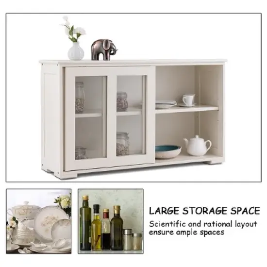 Costway Kitchen Storage Cabinet Sideboard Buffet Cupboard w/ Sliding Door image {8}
