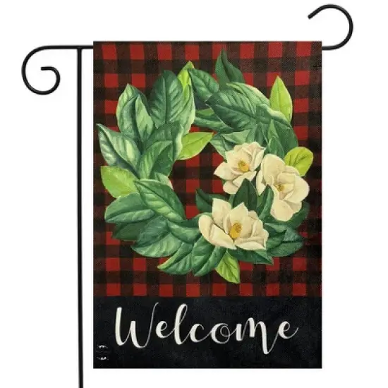 Briarwood Lane Garden Flag 18x12.5 For Outdoor Red Magnnolia Wreath Burlap Winter Garden Flag Flag For Winter Garden Flag Flags For Outside image {1}