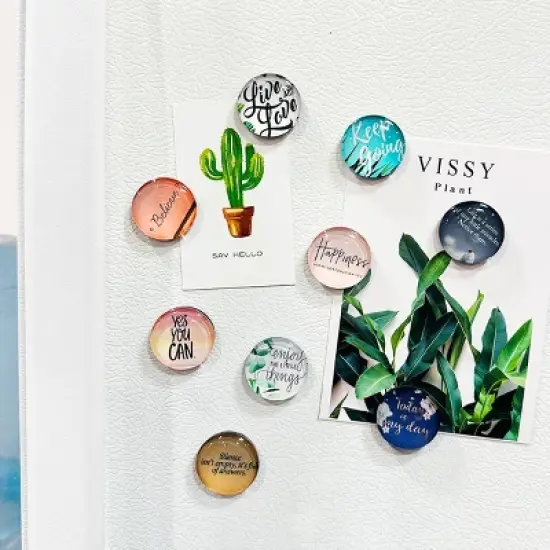 Wrapables Crystal Glass Magnets, Refrigerator Magnets for Office Whiteboards, Cabinets, Lockers (Set of 12), Motivational image {6}