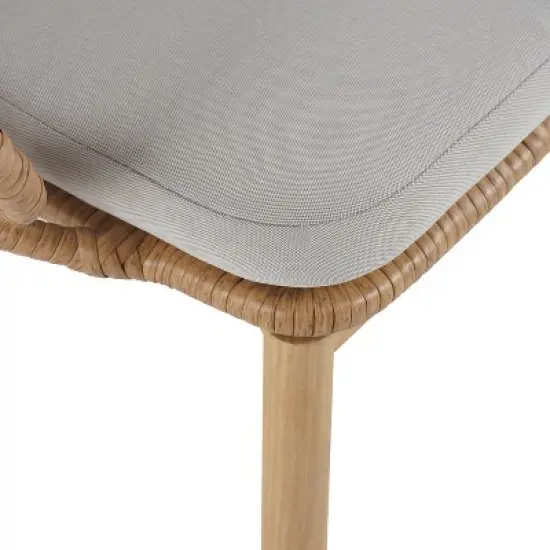 Christopher Knight Home Cleto Patio Floral Design Rattan and Iron Dining Chair with Faux Wood Finish (Set of 2) image {8}