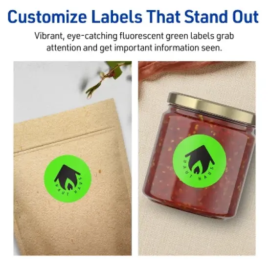 Avery Neon Green Paper Labels, 2" Diameter Round image {2}