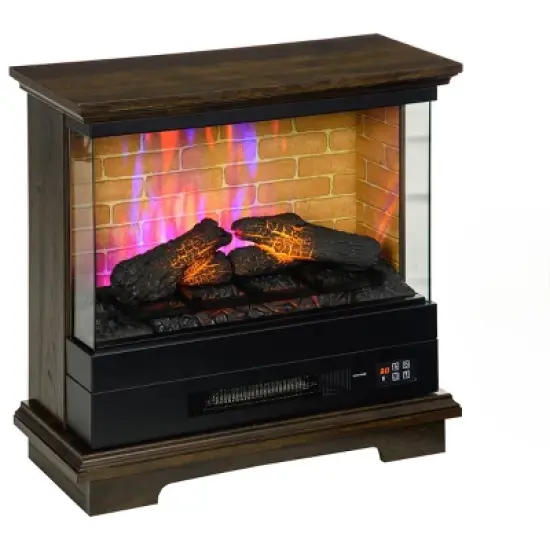SEVOBAL Fireplace Insert Heater Mantel 3D Flame Quartz Fireplace Stove Bottom Air Outlet Fire Place Panoramic 3-Side View, Brown, 32"*15"*34" image {5}