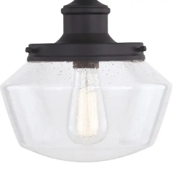 VAXCEL Collins 1 Light Black Farmhouse Outdoor Pendant Clear Schoolhouse Glass image {8}