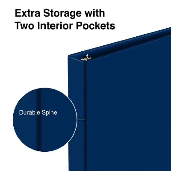 Staples Simply 1-Inch Round 3-Ring Non-View Binder Navy (26646) 1337691 image {3}