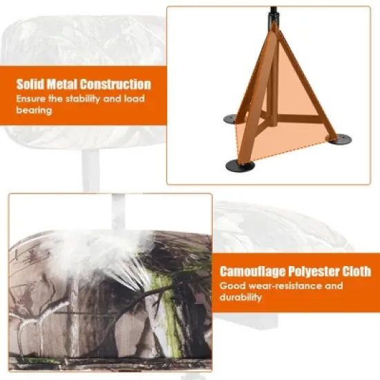 Costway Swivel Hunting Chair Tripod Blind Stool w/ Detachable Backrest Outdoor Camping image {7}