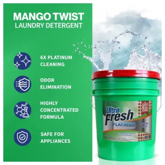 Ultra Fresh 3X Platinum 5 Gallon Laundry Detergent Liquid for All Machine Types with Easy Dispensing Pump, Up to 640 Loads image {2}