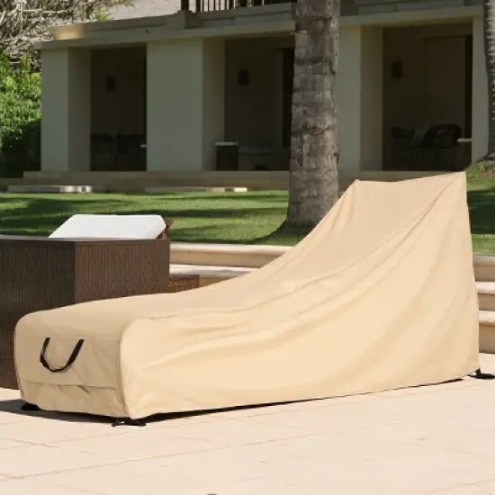 Outdoor Slope Chaise Lounge Cover,Waterproof UV-Resistant Polyester,Ventilated Patio Chair Protector with Handles and Drawstrings-Coolbibila image {7}