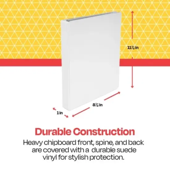 School Smart D Ring Binder, Polypropylene, 1 Inch, White image {3}