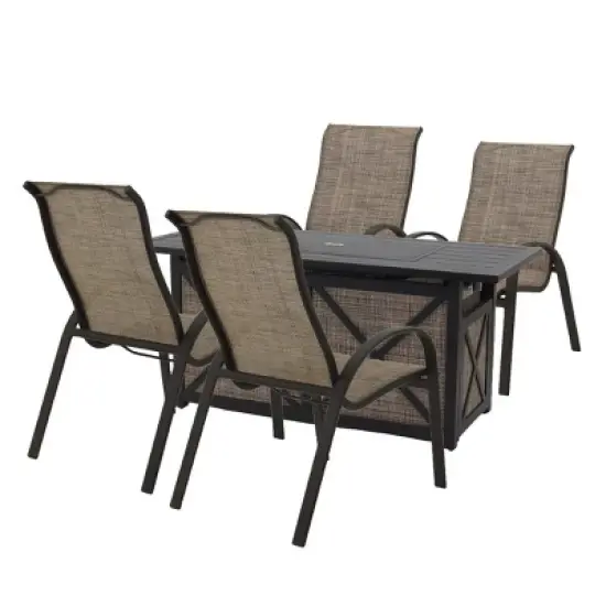 Courtyard Casual Santa Fe 5 pc Rectangle Fire Pit Set with Sling Chairs  Includes One Rectangle Fire Pit and Four Sling Chairs image {10}