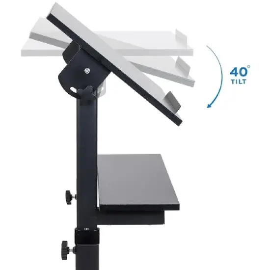 Mount-It! Mobile Stand Up Desk | Portable Podium and Presentation Lectern Height-Adjustable Multi-Purpose Standing Workstation | Black image {4}
