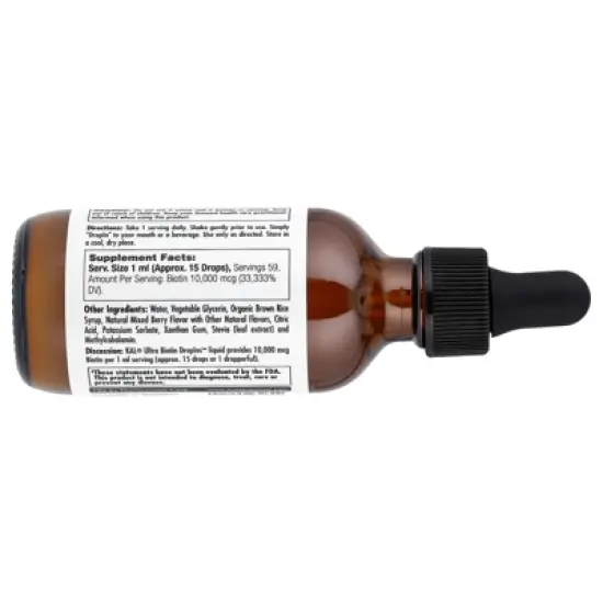 KAL Ultra Biotin,  Mixed Berry, 10,000 mcg, 2 fl oz (59 ml) image {1}
