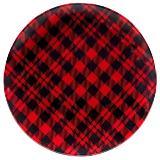 Certified International 2pc Red Buffalo Plaid Melamine Platter Set image {2}