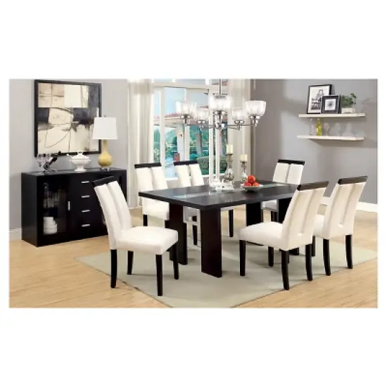 Stevenson&nbsp;Glass Insert Open Shelf w/Led Lights Dining Table Black - HOMES: Inside + Out image {4}