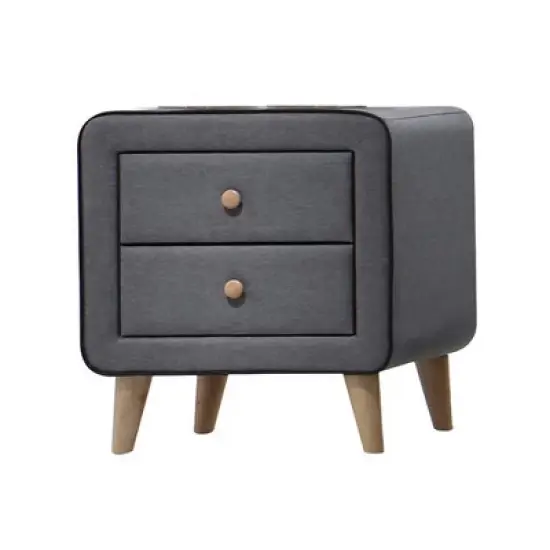 20" Valda Nightstand Light Gray Fabric - Acme Furniture image {4}