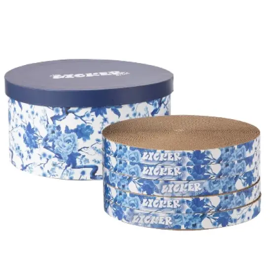 THE LICKER STORE Kate Modern Patterned Cardboard Reversible Cat Scratcher Pad in Box with Catnip image {5}