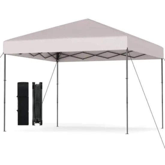Costway 10 X 10 FT Pop up Canopy Tent with Portable Carrying Bag 8 Stakes 4 Wind Ropes Pink/Yellow/Beige/White/Gray/Navy image {14}