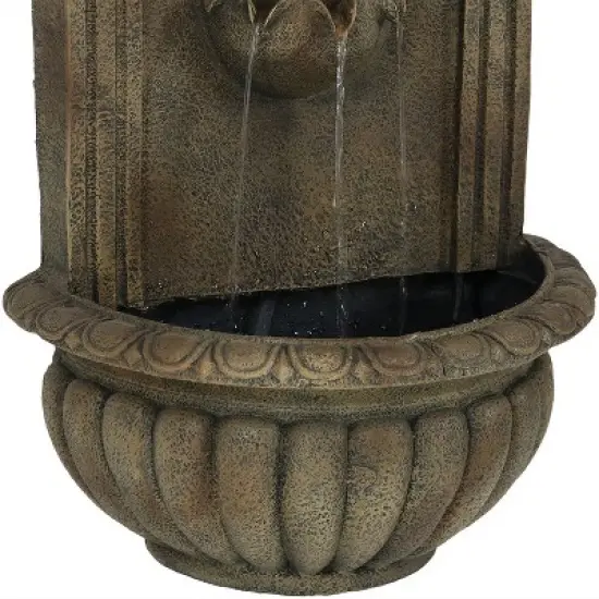 Sunnydaze 27"H Electric Polystone Florence Outdoor Wall-Mount Water Fountain, Florentine Stone Finish image {5}