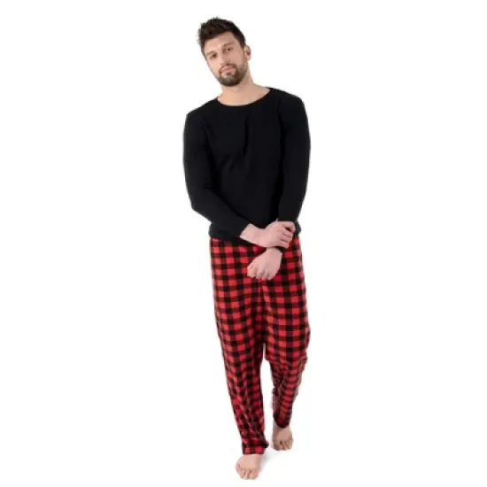 Leveret Mens Cotton Top Fleece Pant Pajamas image {6}