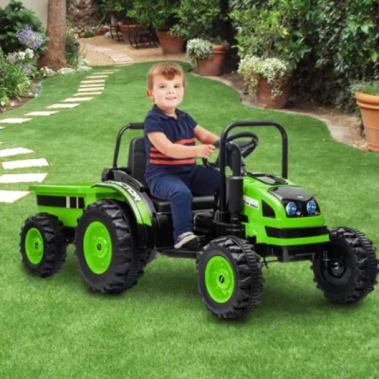 Garvee 12V Kids Ride On Tractor with Trailer, Electric Tractor with Remote Control,Safety Belt,for Boys Girls image {11}