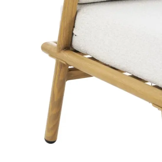 Set of 2 Outdoor Club Chairs Wood Inspired, Lounge Chair with Teak Finished Iron Frame and Cushions-Maison Boucle image {6}