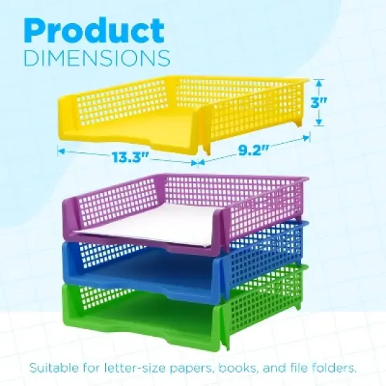 4E's Novelty Stackable Paper Trays: 6 pcs per pack, Classroom Organizer, Plastic Task Box, Classroom Storage, Pencil Tray, Container for Erasers image {5}