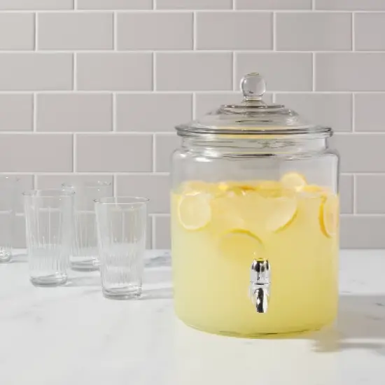 8qt Glass Beverage Dispenser - Threshold&trade;: Traditional Glass Drink Server, Dishwasher-Safe, Hot/Cold Use image {1}