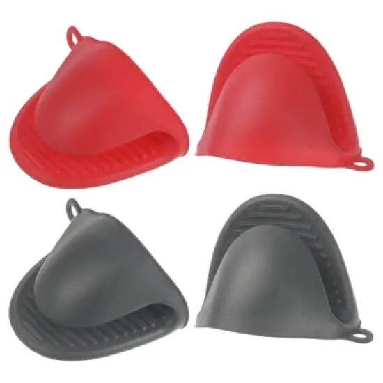 Unique Bargains Heat Resistant Kitchen Utensil Sets Silicone Oven Mitts 4 Pcs image {22}
