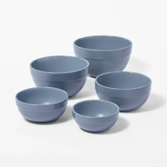 5pc Earthenware Ceramic Mixing Bowl Set - Figmint&trade; image {3}