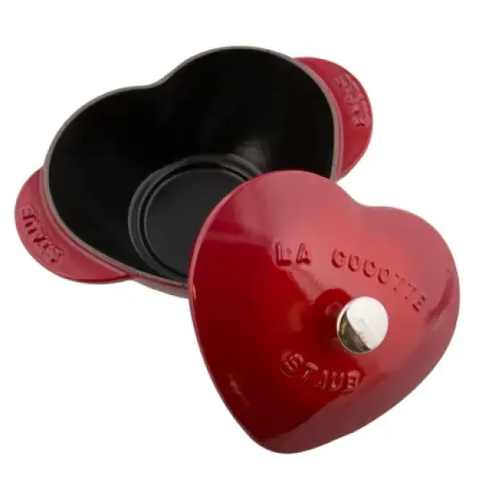 Staub Cast Iron 1.75-qt Heart Cocotte - Cherry image {3}