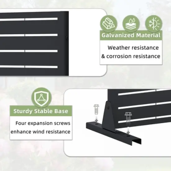 Classic Rectangular Galvanized Sheet Screen with Blinds, Outdoor Partition Garden Screen image {3}