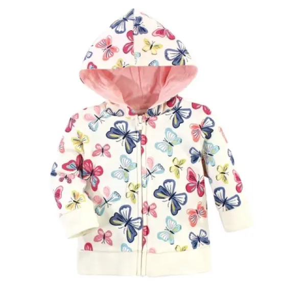 Touched by Nature Baby and Toddler Girl Organic Cotton Hoodie, Bodysuit or Tee Top, and Pant, Bright Butterflies Toddler image {1}