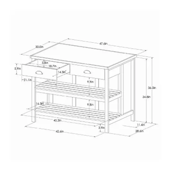 Wood Kitchen Island Table with Storage Black/Natural - Hearth & Hand&trade; with Magnolia image {8}