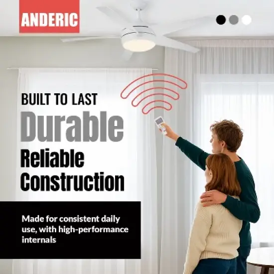 Anderic RR7096TR Replacement Thermostatic Ceiling Fan Remote Control with Reverse Key | CHQ7096T, CHQ8BT7096T Silver 1 Pack image {7}