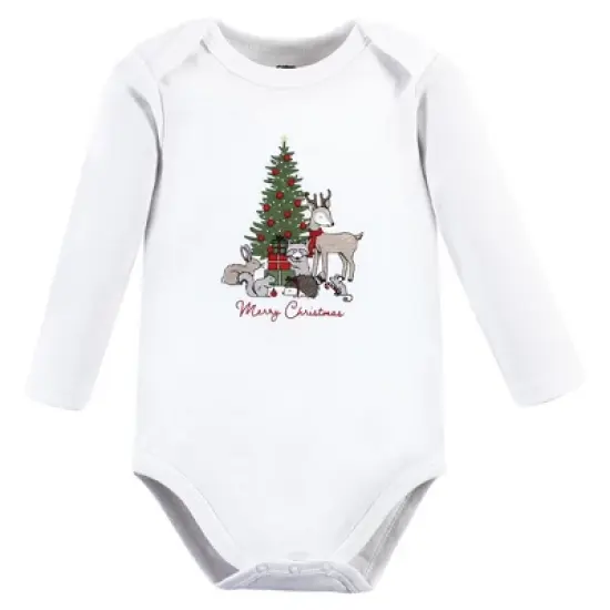 Hudson Baby Unisex Baby Cotton Long-Sleeve Bodysuits, Christmas Forest 3-Pack image {2}