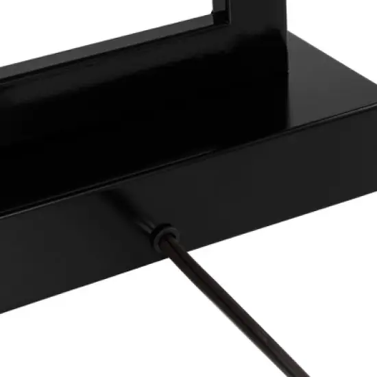 360 Lighting Modern Table Lamp with USB and AC Power Outlet 30" Tall Black Metal White Rectangle Shade for Living Room Bedroom House image {7}