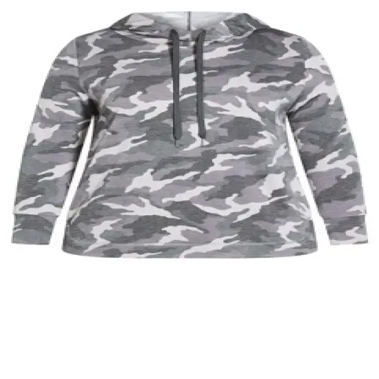 Women's Plus Size Pocket Print Sweat Top - gray camo | ZIM & ZOE image {2}