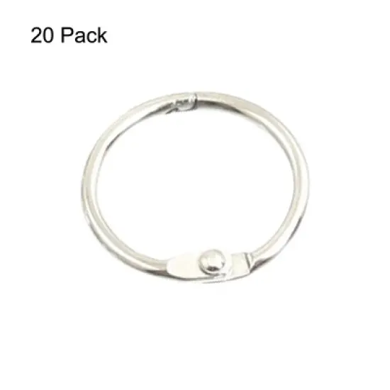 Unique Bargains Metal Loose Leaf Binder Scrapbook Key Book Rings 20 Pcs image {1}