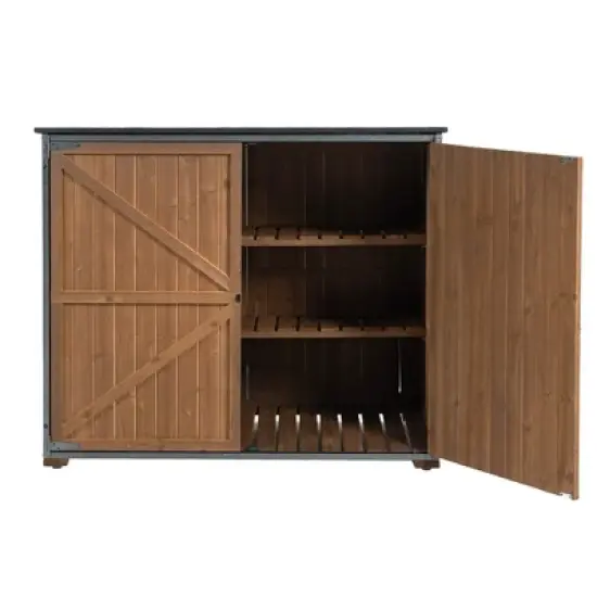 ORRD 50.4"L&times;26.8"W&times;41"H Outdoor Storage Cabinet. Brown metal-framed garden tool shed for backyard/patio/lawn. image {1}