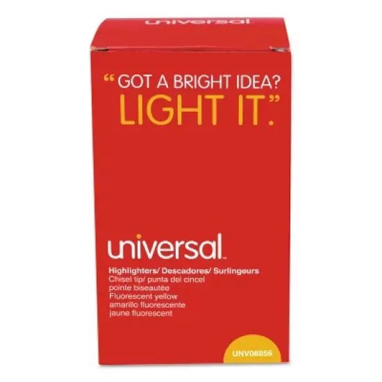Universal Pocket Clip Highlighter Chisel Tip Fluorescent Yellow Ink 36/Pack 08856 image {4}