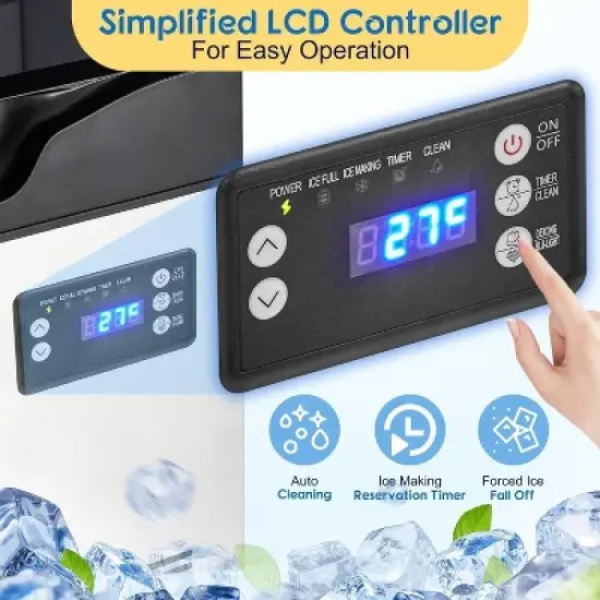 Acekool Commercial Ice Maker Machine, 110Lbs/24H with 35Lbs Storage Bin, Self-Cleaning Freestanding Ice Maker for Restaurant & Home image {2}