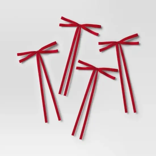 4ct Faux Velvet Fabric Christmas Decorative Bow - Wondershop&trade; image {4}