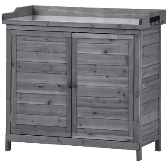 Solid Wood Patio Tool Sheds Outdoor Storage Shed with Lockable Doors - The Pop Home image {1}