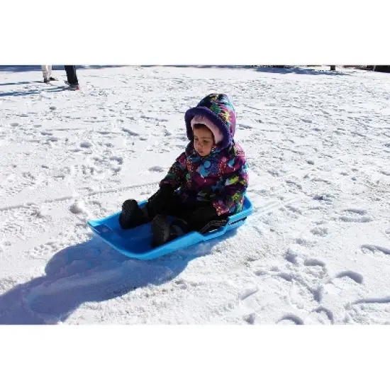 Slippery Racer Downhill Thunder Flexible Kids Toddler Plastic Toboggan Snow Sled with Built In Brake System, Pull Rope, and Handle Grips, Red image {4}