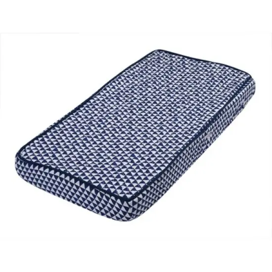 Bacati - Navy Triangles Quilted Muslin Changing Pad Cover image {7}