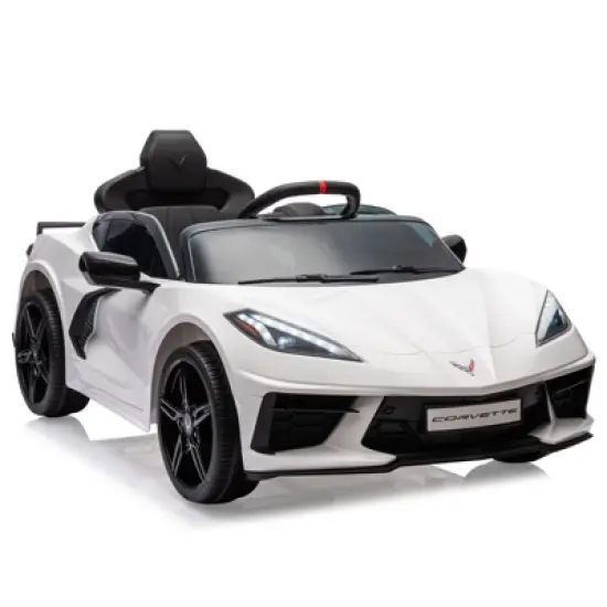12V Kids Ride On Car, Sports Licensed Corvette Electric Car Toy for Toddles, with Remote Control, Visual Dashboard, LED Lights, Music, for Kids 3-10 image {13}